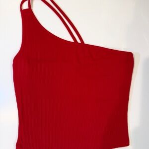 Garage Red One Shoulder Tank Top